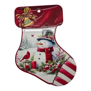 Ciorap Decorativ de Crăciun 3D cu Om de Zăpadă și Scenă Festivă, 18 x 24 cm
