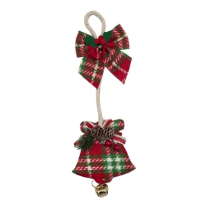 Ornament de Crăciun Model Fundiță cu Clopoțel, Decor Suspendat, 28 x 9 cm