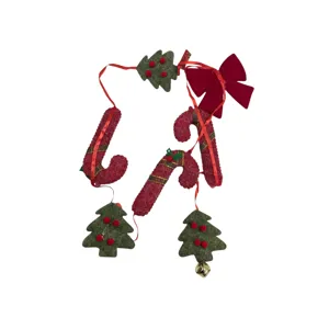 Ghirlandă Decorativă de Crăciun cu Ornamente Festive și Clopoțel, pentru Agățat, 190 cm