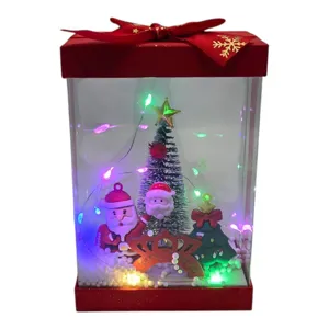 Cutie Muzicală Decorativă de Crăciun cu Lumini LED 10 x 15 x 6 cm, Decorațiune Festivă pentru Casă