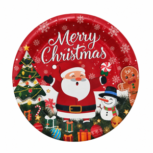 Set 10 Farfurii Decorative de Unică Folosință cu Tematică de Crăciun, 300 g, pentru Mese Festive și Petreceri