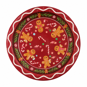 Set 10 Farfurii Decorative cu Tematică de Crăciun, 300 g, Model Turtă Dulce și Acadele, pentru Masă Festivă și Petreceri