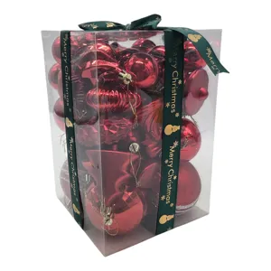 Set 42 Globulețe Decorative pentru Bradul de Crăciun, Ornamente Festive pentru Decorațiuni de Sărbători