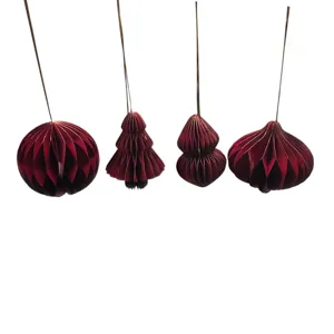 Set 4 Decorațiuni de Crăciun 8 cm, Ornamente Suspendate pentru Brad și Casă