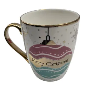 Cană Ceramică cu Tematică de Crăciun 350 ml, Model Festiv pentru Ceai, Cafea și Ciocolată Caldă