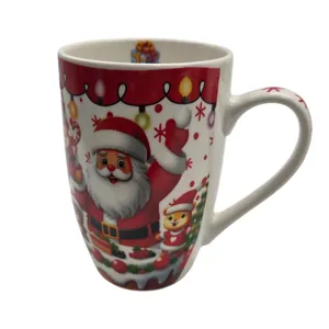 Cană Ceramică cu Tematică de Crăciun 530 ml, Model Festiv, pentru Ceai, Cafea și Ciocolată Caldă