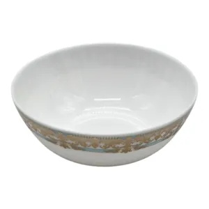 Bol Mic din Porțelan HOME CLASS 6.25 Inch, Model Elegant Alb cu Decor Auriu și Albastru, pentru Cereale, Desert, Gustări și Salate
