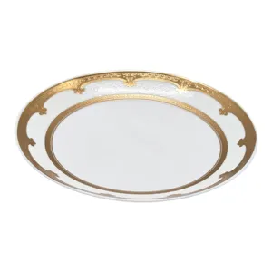 Farfurie pentru Desert din Porțelan HOME CLASS 7.5 Inch, Model Elegant Alb cu Decor Auriu, pentru Prăjituri, Gustări și Servire Festivă