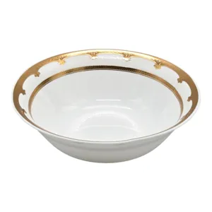 Bol Mare din Porțelan HOME CLASS 9 Inch, Model Elegant Alb cu Decor Auriu, pentru Salate, Paste, Fructe și Servire