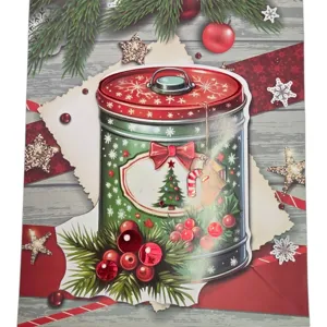 Pungă de Cadou de Crăciun cu Mânere, Design Tematic Festiv, 26 x 32 x 10 cm