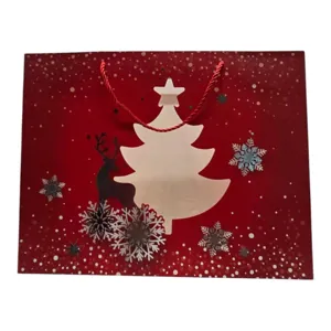 Pungă de Cadou de Crăciun cu Mânere, Design Festiv, 30 x 39 x 11 cm