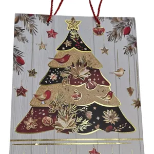 Pungă de Cadou de Crăciun cu Mânere, Design Decorativ Festiv, 26 x 32 x 10 cm 