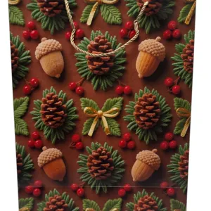 Pungă de Cadou de Crăciun cu Mânere, Design Festiv pentru Cadouri, 31 x 40 x 12 cm