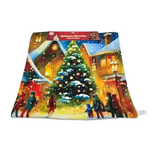 Față de Pernă Decorativă cu Tematică de Crăciun, 43 x 43 cm, Model Festiv pentru Sărbători