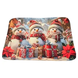 Covoraș de Intrare cu Tematică de Crăciun 38 x 58 cm, Covor Decorativ Festiv pentru Ușă și Hol