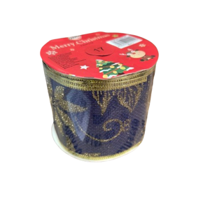 Panglică Decorativă de Crăciun cu Modele Festive și Margini Aurii, 6,3 cm x 270 cm, Diverse Culori, pentru Brad, Cadouri și Aranjamente de Crăciun