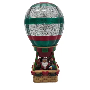 Decorațiune de Crăciun Tip Balon cu Aer Cald, cu Lumini, Muzică și Alimentare USB, 12,8 x 12,8 x 25 cm