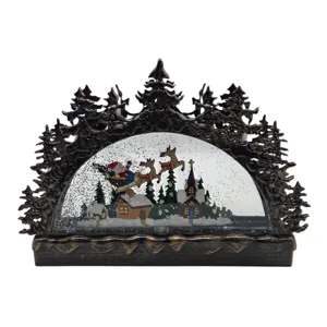 Arcadă Decorativă de Crăciun cu Scenă Festivă, Lumini, Muzică și Alimentare USB, 32,4 x 7 x 22,3 cm