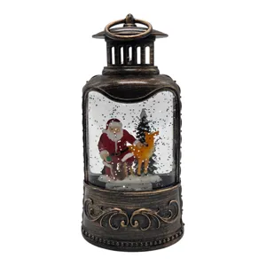 Felinar Decorativ de Crăciun cu Scene de Iarnă, Lumini LED și Alimentare USB, 8,5 x 6 x 20 cm