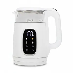 Fierbător Electric cu Reglare Temperatură ADLER AD 1305 WS – 1,7L, 2200W, Afișaj LED, Panou Tactil, Funcție Menținere Căldură, 5 Setări Temperatură, Design White Silver