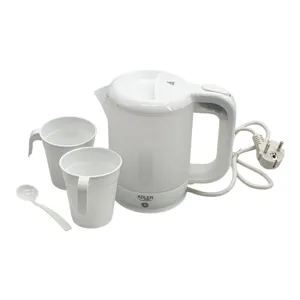 Fierbător Electric din Plastic ADLER AD 1381 cu 2 Căni și Linguriță, Fierbător Compact pentru Călătorii și Hotel