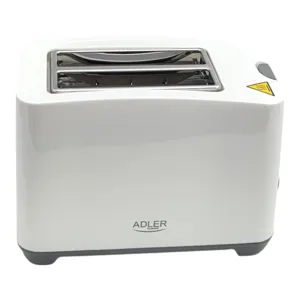Prăjitor de Pâine Electric ADLER 1000W, Toaster cu 2 Fante, Rumenire Uniformă, Design Compact