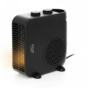Aerotermă ADLER AD 7725 – 2000W, 2 Trepte de Putere, Termostat Reglabil, Funcție Ventilator Rece, Protecție la Supraincălzire, Poziționare Verticală sau Orizontală, Negru