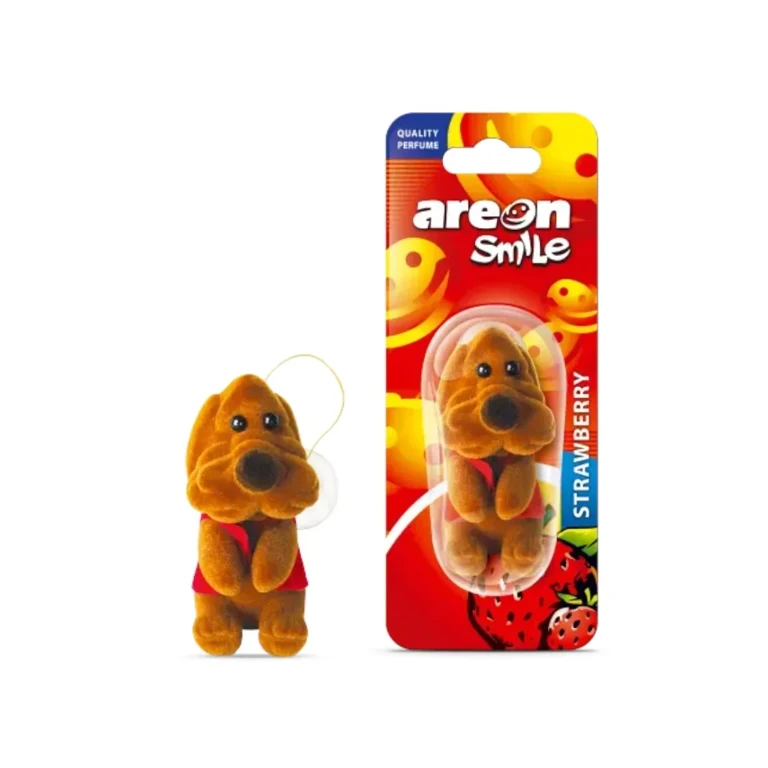 Areon Smile Strawberry – Odorizant Auto Pliș, Cățeluș Maro