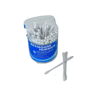 Bețișoare Igienice Denta – 200 Bucăți, 100% Bumbac Organic, Îngrijire Personală, Ambalaj Rigid cu Capac, Ideal pentru Igiena Zilnică