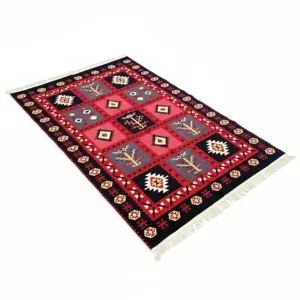 Covor țesut rustic Lux Quality 120 x 180 cm, model tradițional decorativ pentru interior