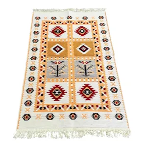 Covor țesut rustic  80 x 125 cm, model tradițional decorativ, calitate Lux, Belma
