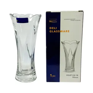 Vază din Sticlă Transparentă DELISOGA 330ML 90 mm, Deli Glassware, Design Elegant cu Margine Ondulată