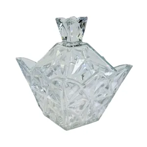 Bombonieră din Sticlă cu Capac DELISOGA  188 mm, Deli Glassware, Model Decorativ Geometric