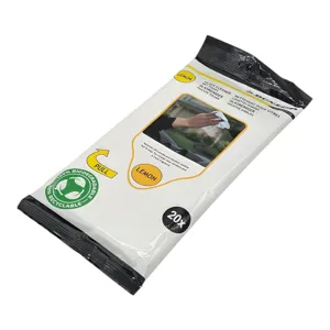 Set 20 Șervețele Umede Auto pentru Curățarea Geamurilor, Parfum de Lămâie, Dunlop