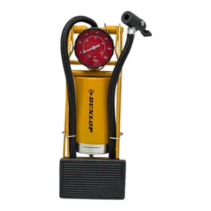 Pompă de Picior cu 1 Cilindru și Manometru pentru Umflarea Anvelopelor Auto, Dunlop