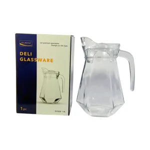 Carafă din sticlă Delisoga 1.4 L cu capac și mâner, carafă transparentă pentru apă suc limonadă