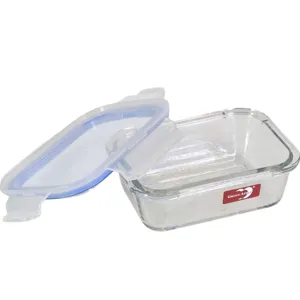 CASEROLĂ DREPTUNGHIULARĂ DIN STICLĂ 350 ML GREENAPPLE DELISOGA CU CAPAC ETANȘ PENTRU DEPOZITAREA ȘI PĂSTRAREA ALIMENTELOR