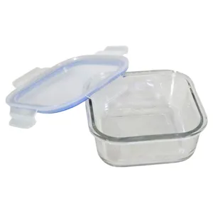 SET 3 CASEROLE PĂTRATE DIN STICLĂ 310/510/800 ML GREENAPPLE DELISOGA CU CAPACE ETANȘE PENTRU DEPOZITAREA ALIMENTELOR