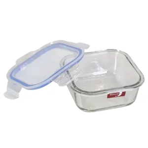 CASEROLĂ PĂTRATĂ DIN STICLĂ 510 ML GREENAPPLE DELISOGA CU CAPAC ETANȘ PENTRU DEPOZITAREA ȘI PĂSTRAREA ALIMENTELOR
