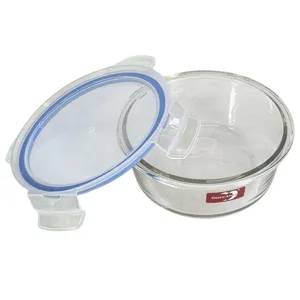 SET 3 CASEROLE ROTUNDE DIN STICLĂ 400/630/950 ML GREENAPPLE DELISOGA CU CAPACE ETANȘE PENTRU DEPOZITAREA ALIMENTELOR