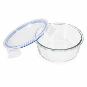 Caserolă Rotundă din Sticlă 950 ml GreenApple Delisoga cu Capac Etanș și Închidere în Cleme pentru Depozitare Alimente