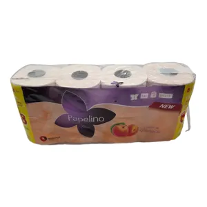 Hârtie Igienică Papelino Global, 3 Straturi, Set 8 Role, cu Parfum de Piersică, Moale și Rezistentă, pentru Igienă Zilnică