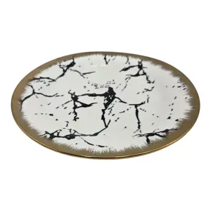 Farfurie Întinsă pentru Servire, cu Model Decorativ Auriu, 26,7 cm