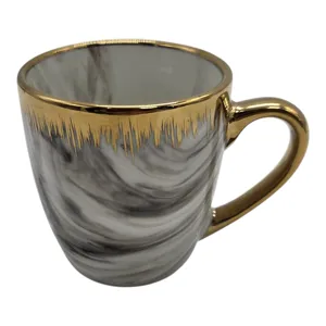 Cană cu Model Decorativ Auriu, pentru Cafea și Ceai, 220 ml