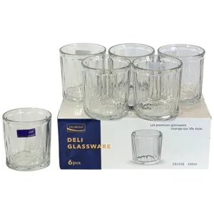 SET 6 Pahare din Sticlă 340ML Delisoga pentru Whisky, Cocktailuri și Băuturi Fine