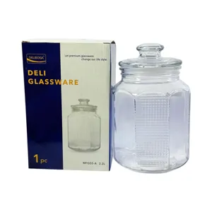 Borcan din Sticlă cu Capac din Sticlă DELISOGA  2.2L, Deli Glassware, Recipient Depozitare 2200 ml