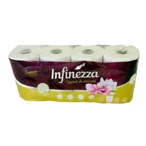 Hârtie igienică Infinezza Super, set 8 role, hârtie igienică albă pentru uz casnic