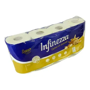 Hârtie igienică Infinezza Super, set 8 role, hârtie igienică albă pentru uz casnic