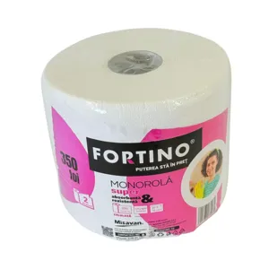 Hârtie igienică Fortino Monorolă Super, 350 foi, 2 straturi, din celuloză, rolă individuală