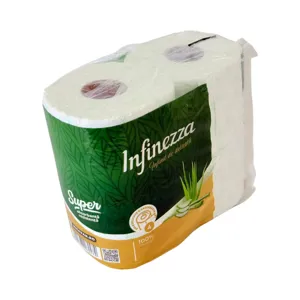 Hârtie igienică Infinizza Aloe Vera, 4 role, 3 straturi, hârtie igienică parfumată, delicată și rezistentă